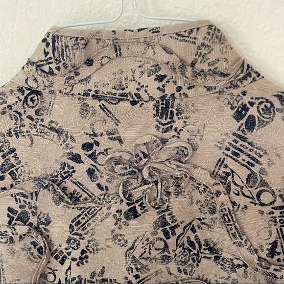 CHICO’S Silk Textured Eclectic Grandma-Style Abstract Jacket Vintage Core Layer - Picture 10 of 11